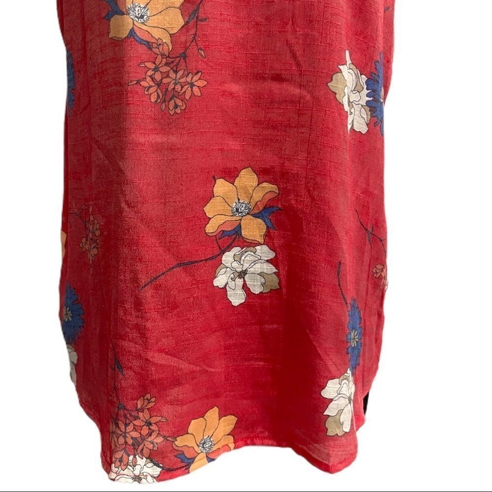 fred David Split Neck Sleeveless High Low Floral Detailed Top Sz L - Picture 3 of 12